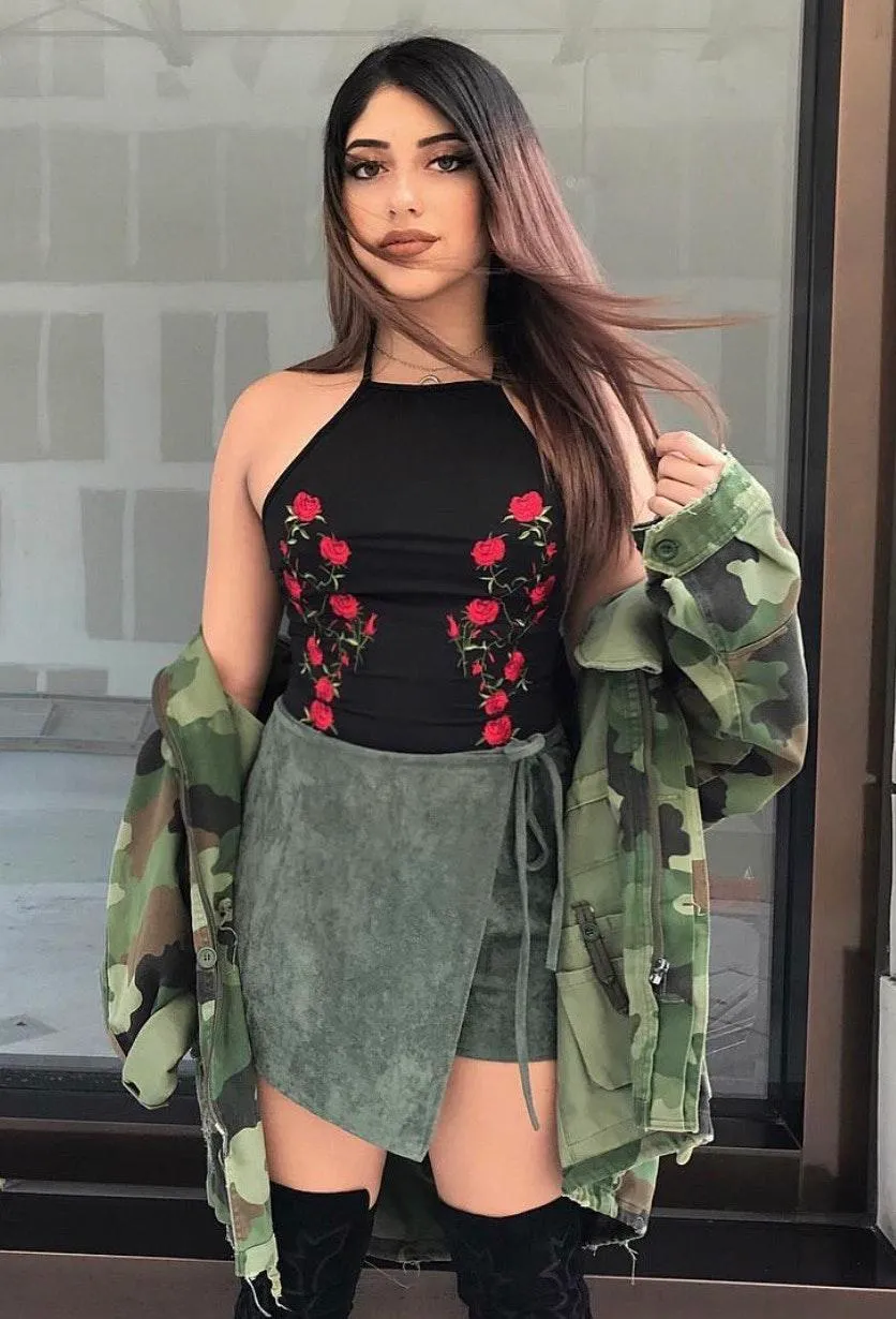 olive green/ khaki faux suede wrap tie front mini skort Skirt - Image 8