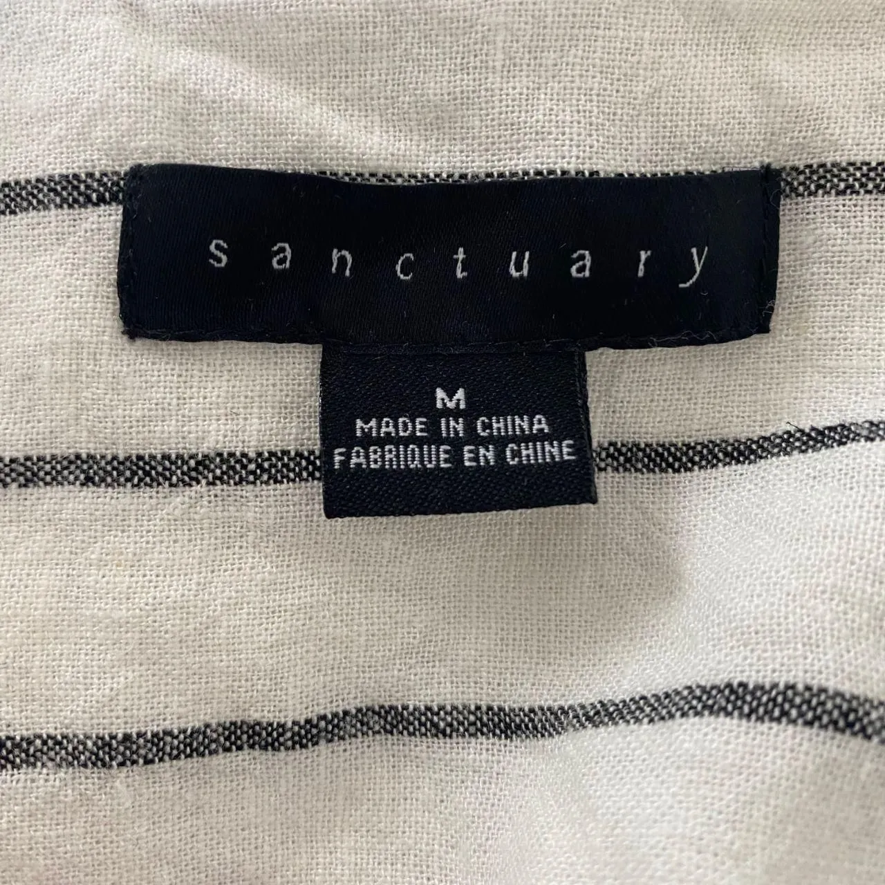 Sanctuary Clothing Ocean Shirt Marina Stripe Linen Striped Front Tie Crop Top M - Image 7