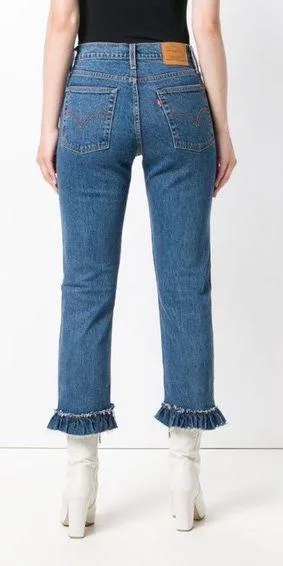 Wedgie Straight Ruffle Hem Jeans - Image 5