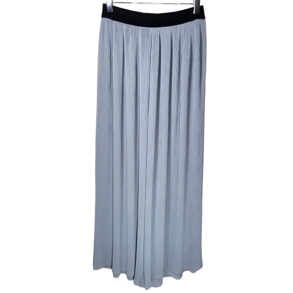 Zara High Waisted Pleated Wide Leg Pants in Dust Blue - Image 5