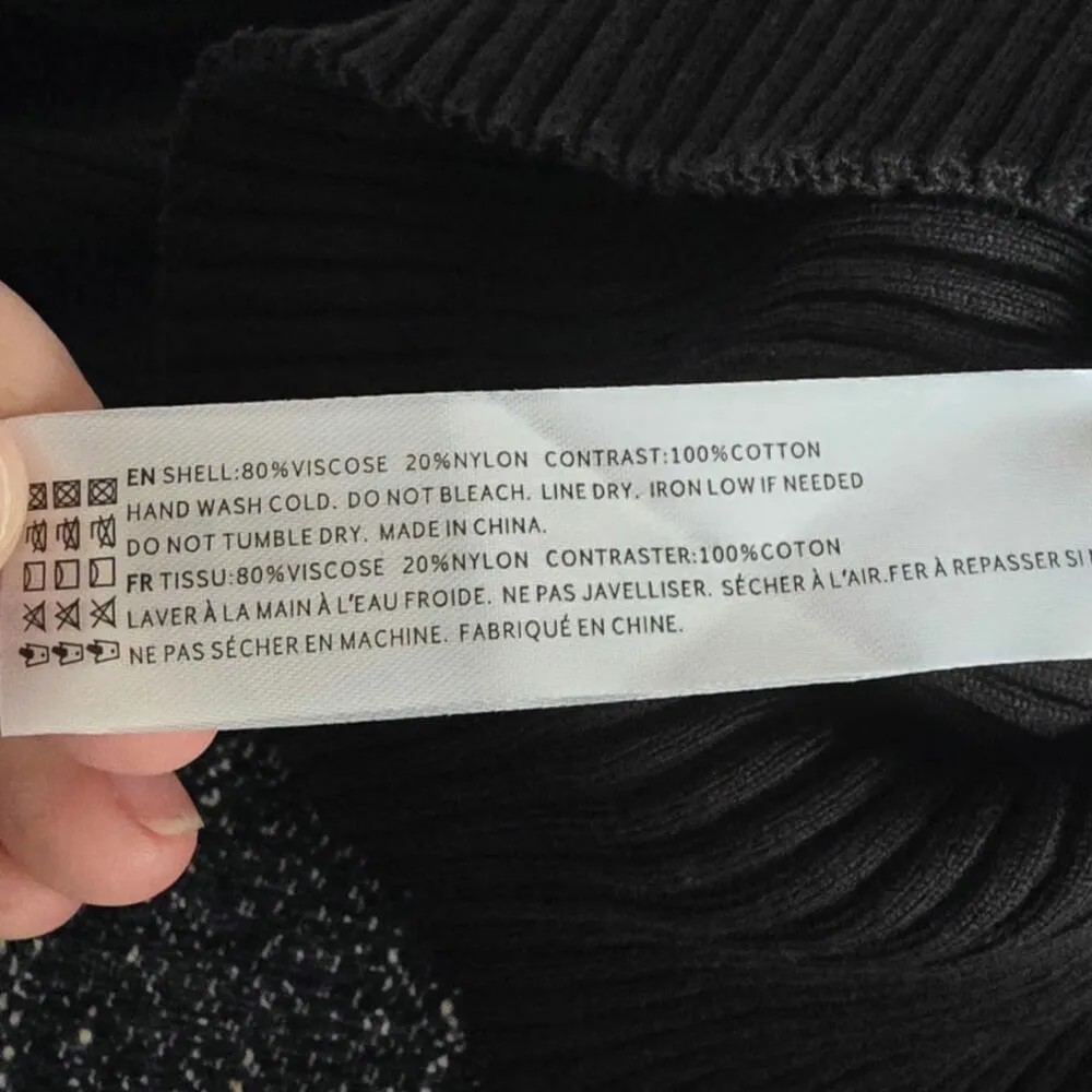 Anthropologie En Saison Fitted Maxime Midi Dress Puff Sleeves Black Size Medium - Image 11