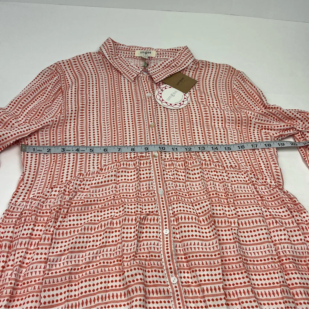 Umgee White Orange Tunic Shirt Dress Top Long Sleeve Womens Size Small‎ Boho NEW - Image 9