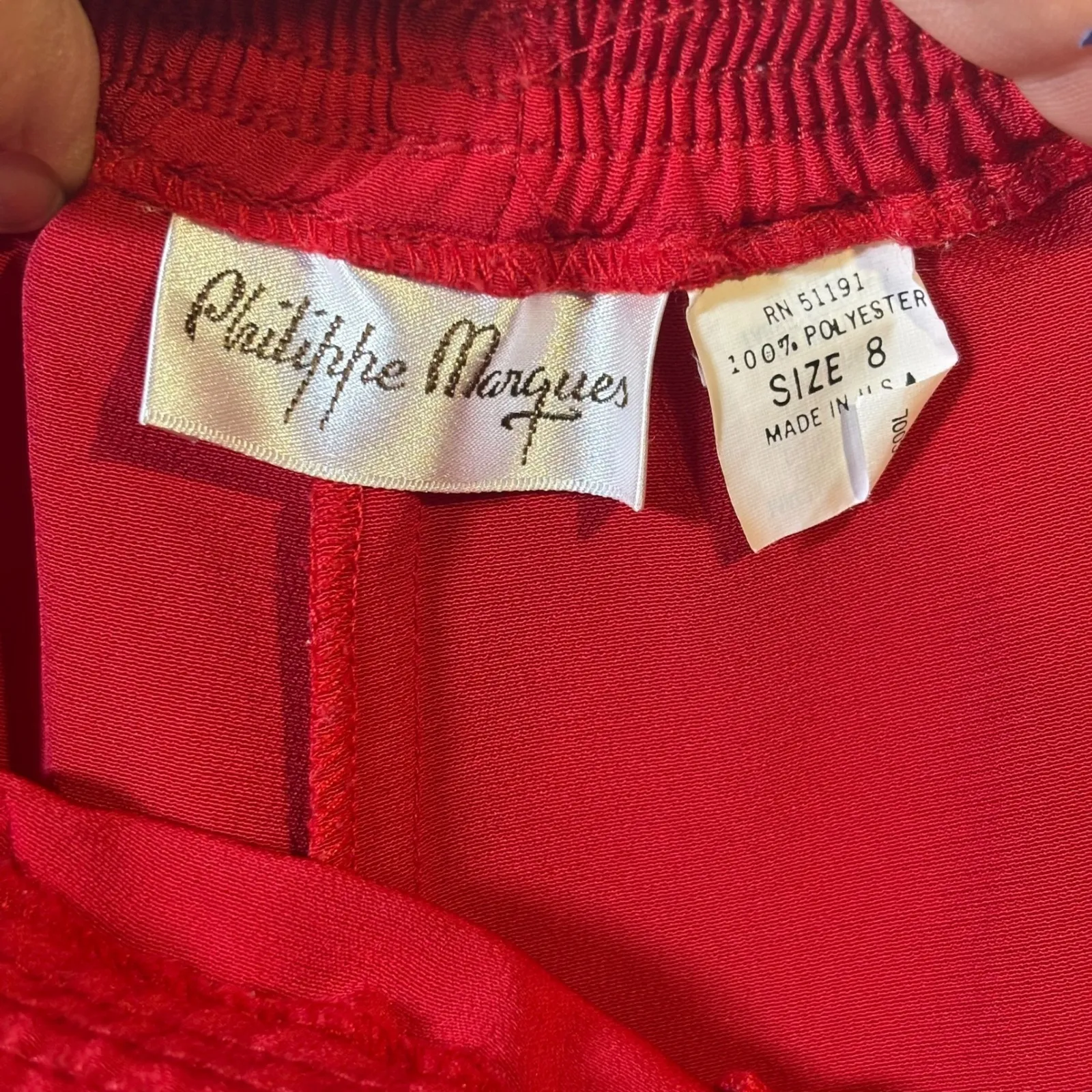 Philippe Marques Women's Red Floral Embellished Shirt Tank and Pants Set Size 8 - Image 5