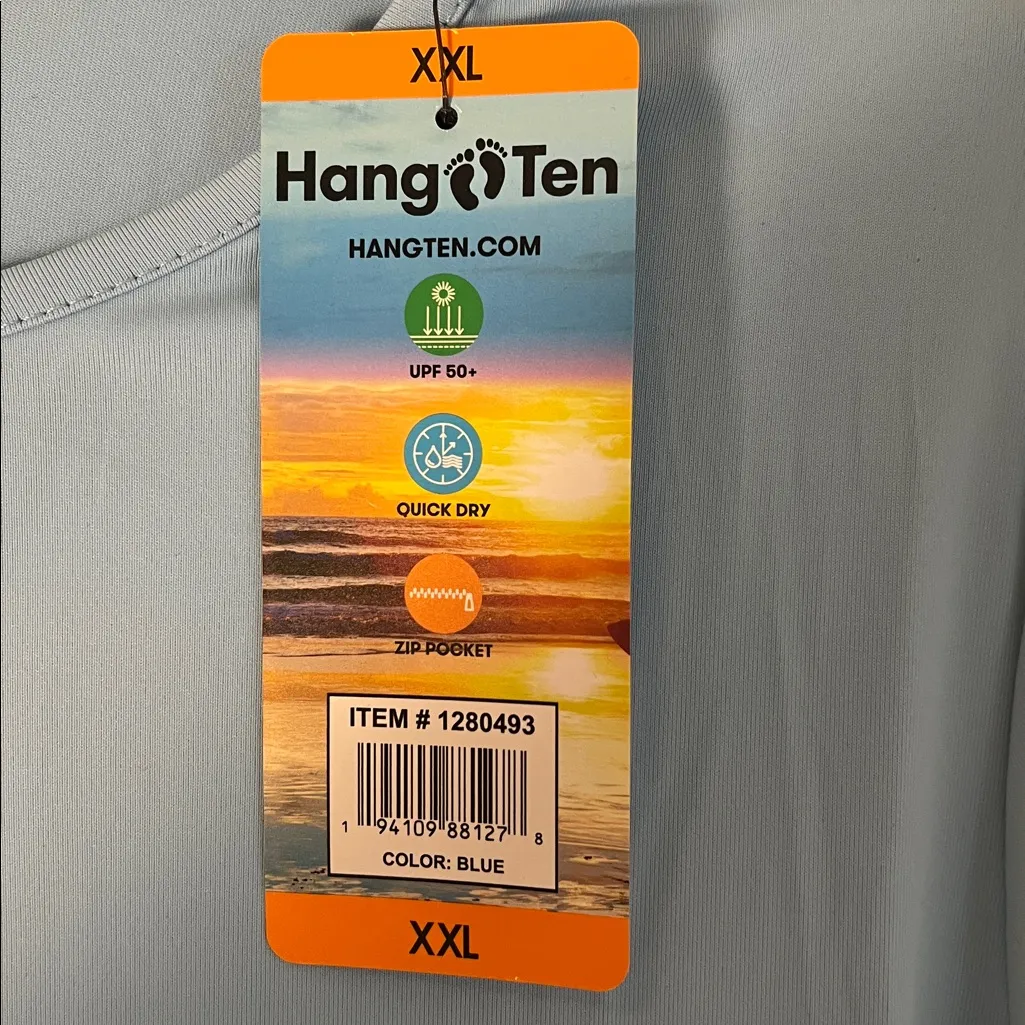 Hang Ten Sky Blue Long Sleeve Swim Top w/UV Protection Size XXL NWT - Image 5