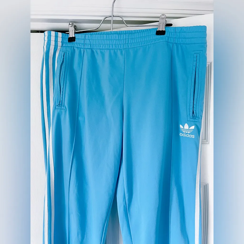 Adidas Superstar Firebird Track Pants in Light Aqua/White Blue Size L - Image 3