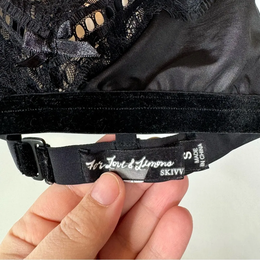 For Love and Lemons Skivvy Collection Black Bralette Size Small - Image 3