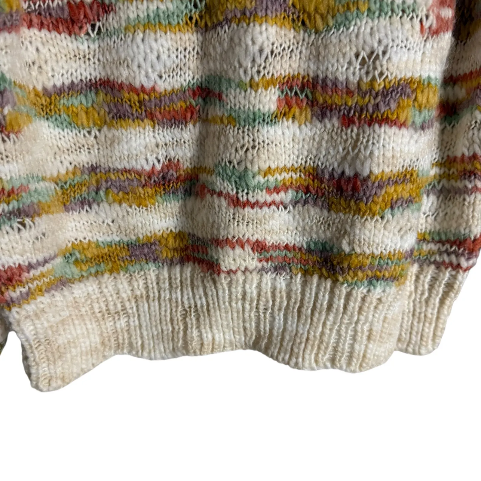 Dear John Jasmine Novelty Stripe Knit Cream Multi Crewneck Pullover Sweater XS - Image 7