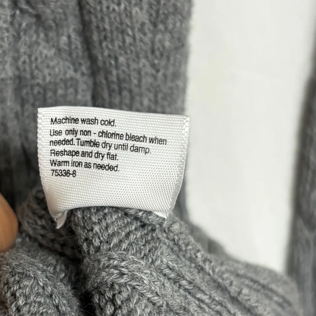 St Johns Bay Cable Knit Sweater Womens L Gray Turtleneck Preppy Academia Office - Image 6