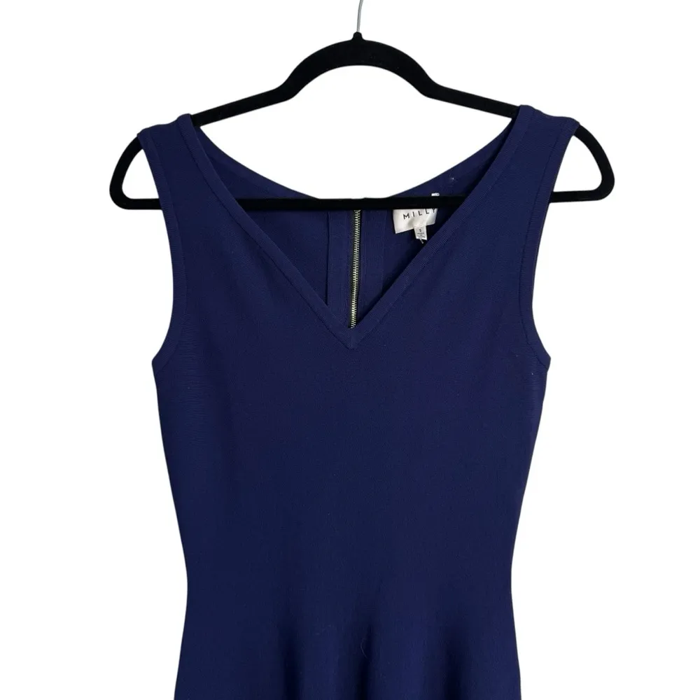 Milly Asymmetrical Drape Navy Sleeveless Dress - Image 5