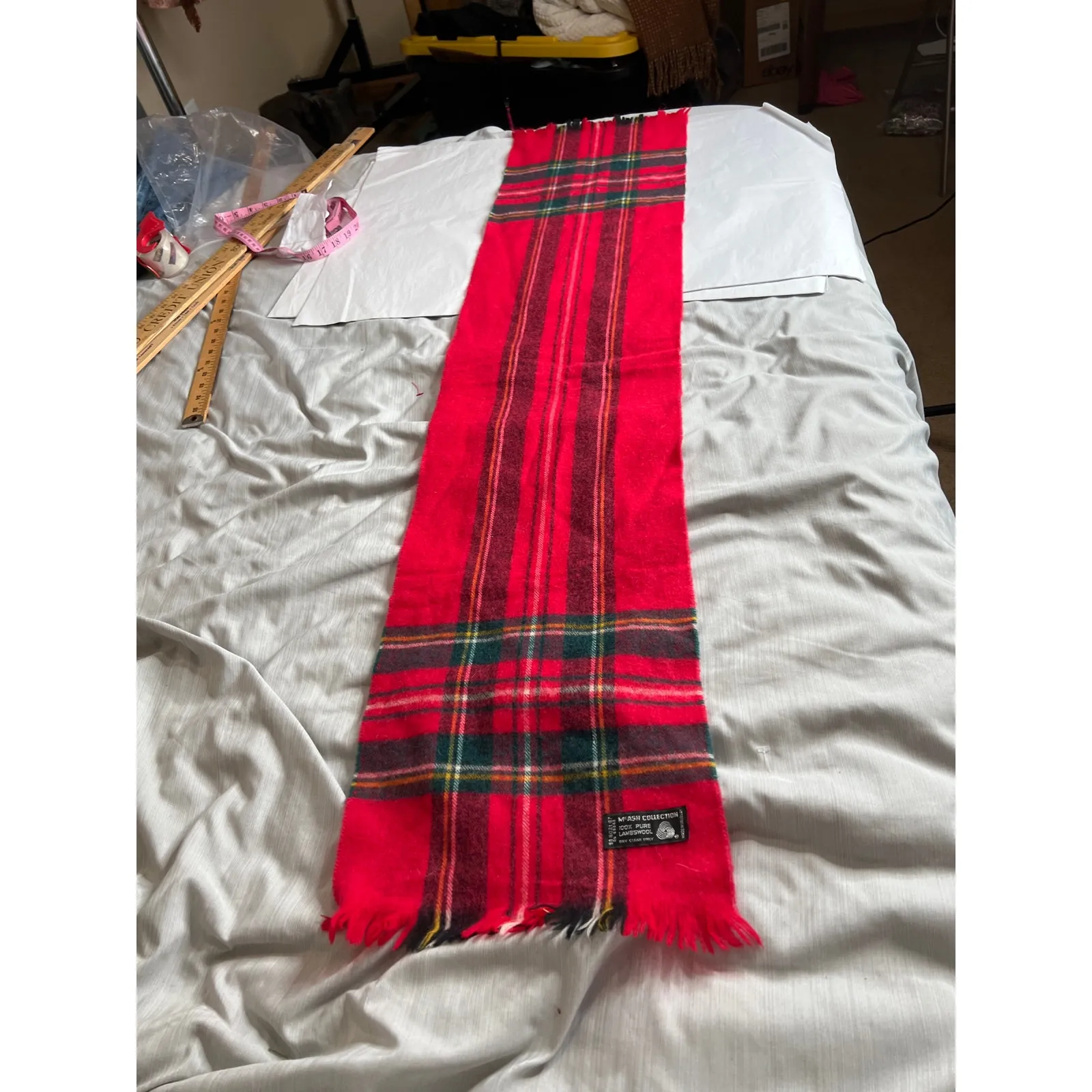 McAsh scarf scotch plaid red/green 100% lambs wool soft luxurious warm Red - Image 3