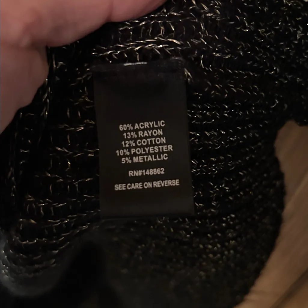 Torrid Lurex Cable Pullover Cold Shoulder TurtleNeck Sweater Black Gold 2X sz 2 - Image 10