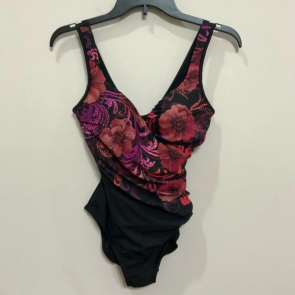 Miraclesuit It’s a Wrap Swimsuit Poppy Slimming Floral Swim Sz 8 New One Piece - Image 2