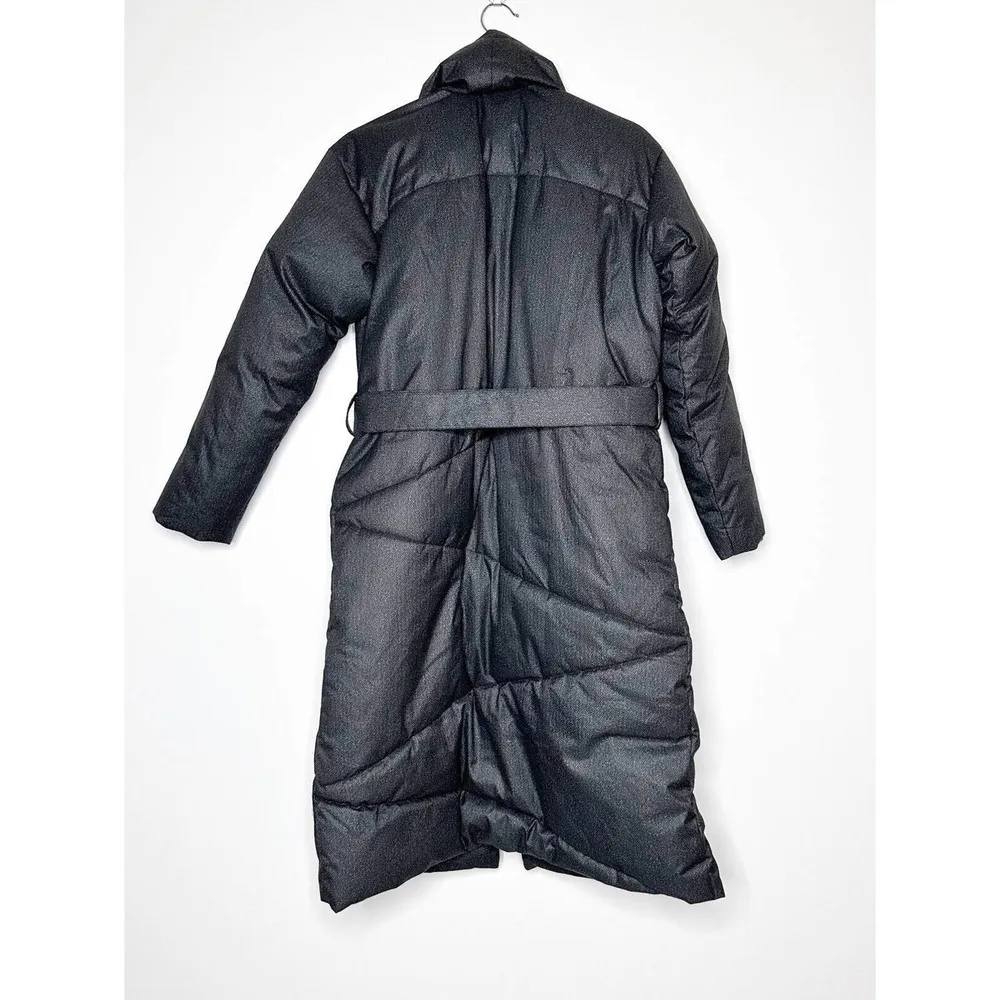 NWT Bernardo Long Puffer Coat Shawl Collar Belted Waist Women's Dark Gray XS - Image 4