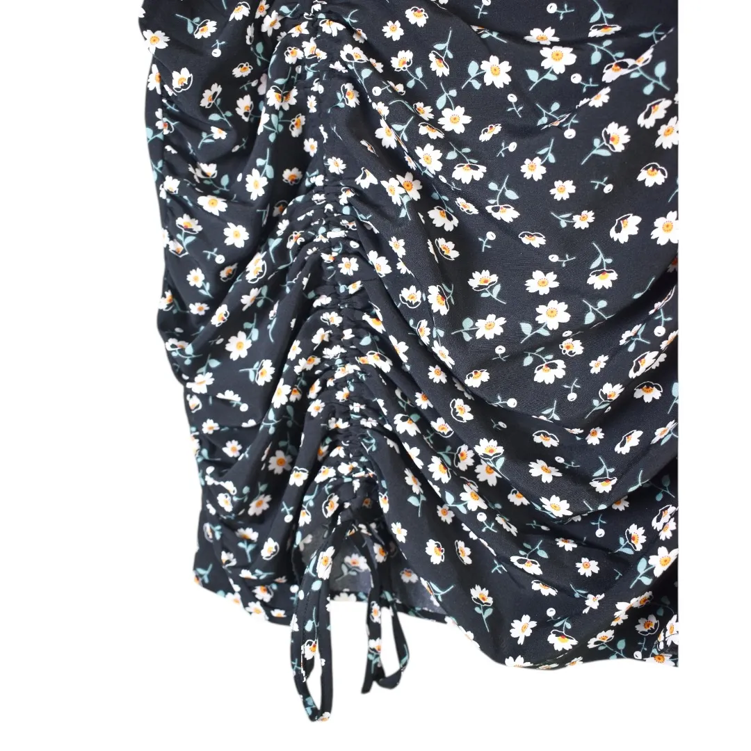 SHEIN Plus 2XL Black Floral Ruched Mini Skirt Y2K Soft Girl Cottagecore Coquette - Image 3