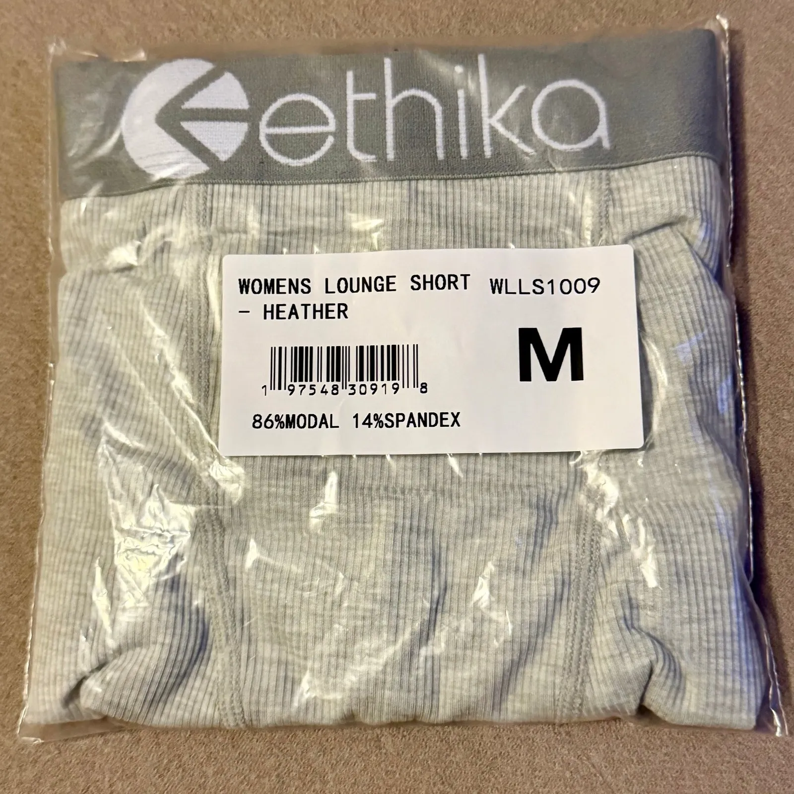 Ethika Womens Lounge Short Heather Grey Modal Spandex Boxer Brief Style, Size M - Image 2