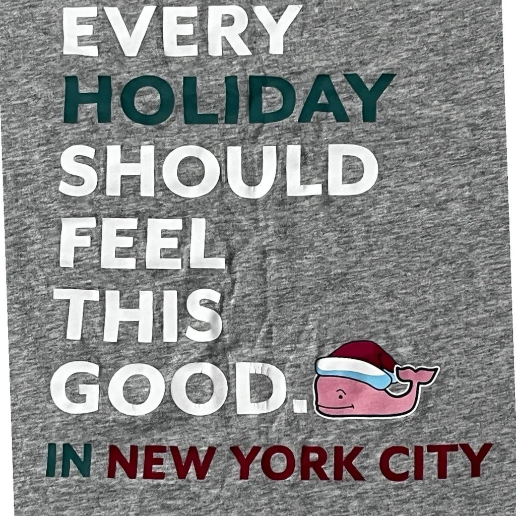 Vineyard Vines Holiday New York City Christmas Graphic Gray Shirt Size S Coastal - Image 3