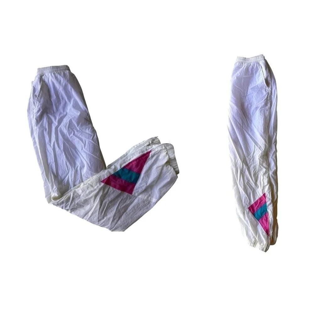 Vintage 70s Sweatpants Ladies Medium Track Pants Jogging Workout Elastic… White Size undefined - Image 3
