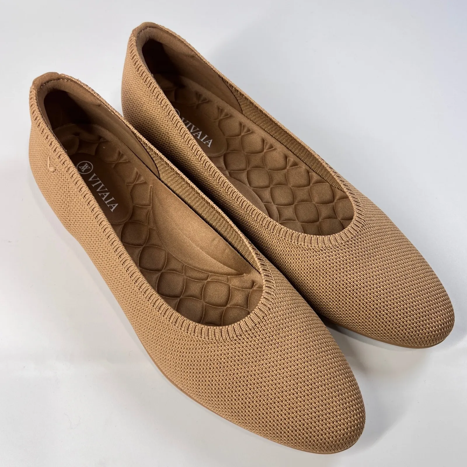 Vivaia Aria 5 Flats Women's Size‎ 41 Beige Knit Pointed Toe Eco Slip On Shoes Tan Size 10 - Image 2