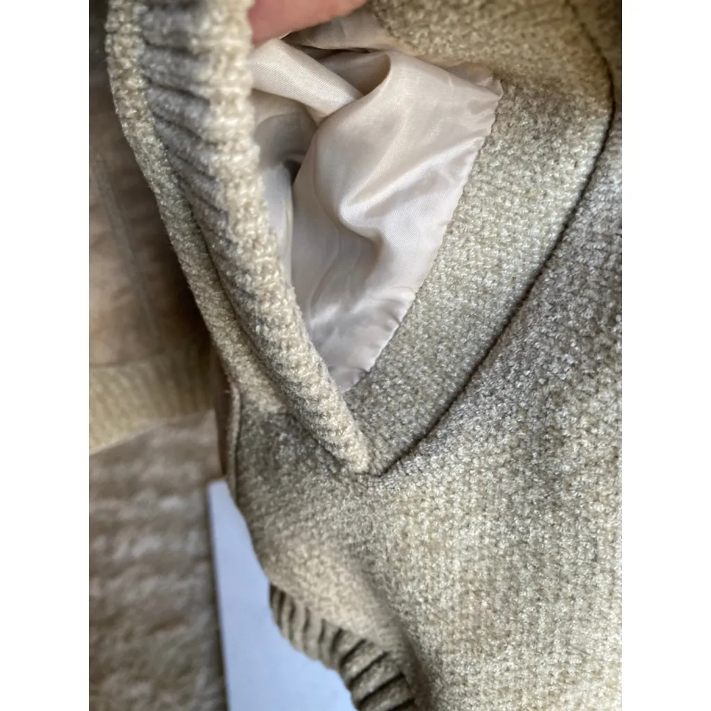 Vintage Visitor Geometric Knit Coat Lined Zip Up Beige Textured Panels XXL Cozy Tan - Image 8