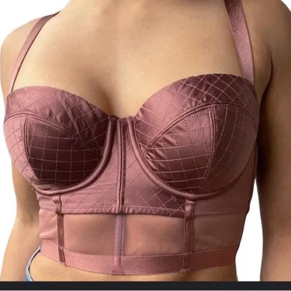 Victoria's Secret Bra Corset 34B Plum Satin Lace Bustier Balconet Very Sexy New - Image 2