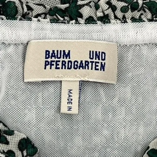 Baum Und Pferogarten Womens Dress‎ XS Floral Green White Boho Puff Sleeve Midi - Image 4