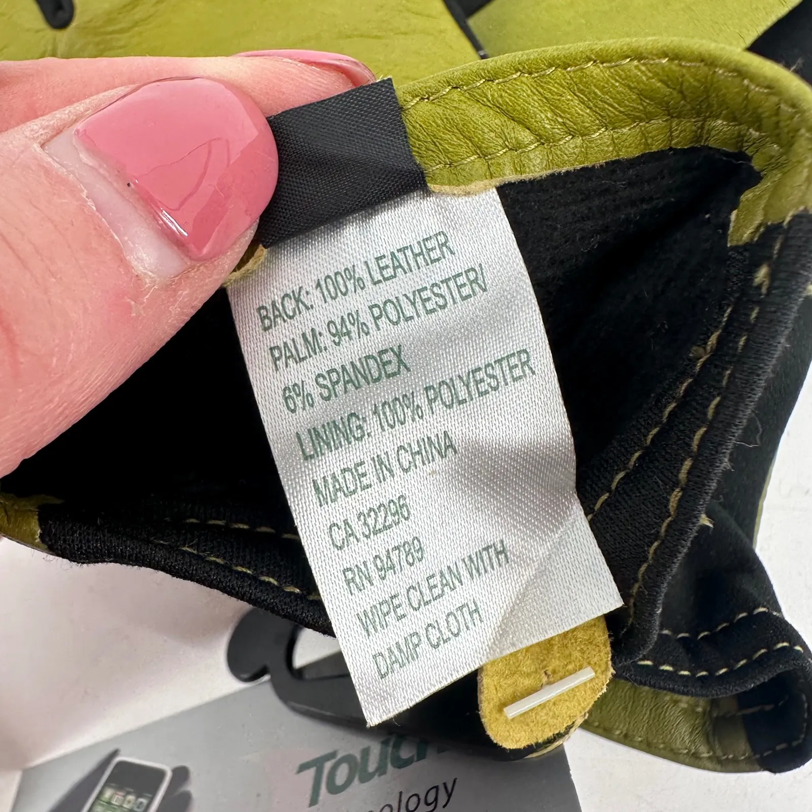 NWT Nordstrom Leather Driving‎ Gloves Chartreuse Avocado Green Small Touch Tech - Image 5