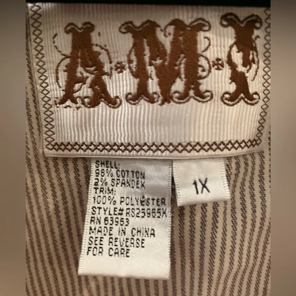 AMI Ruffle Trim Jacket off white and‎ brown striped size 1X - Image 4