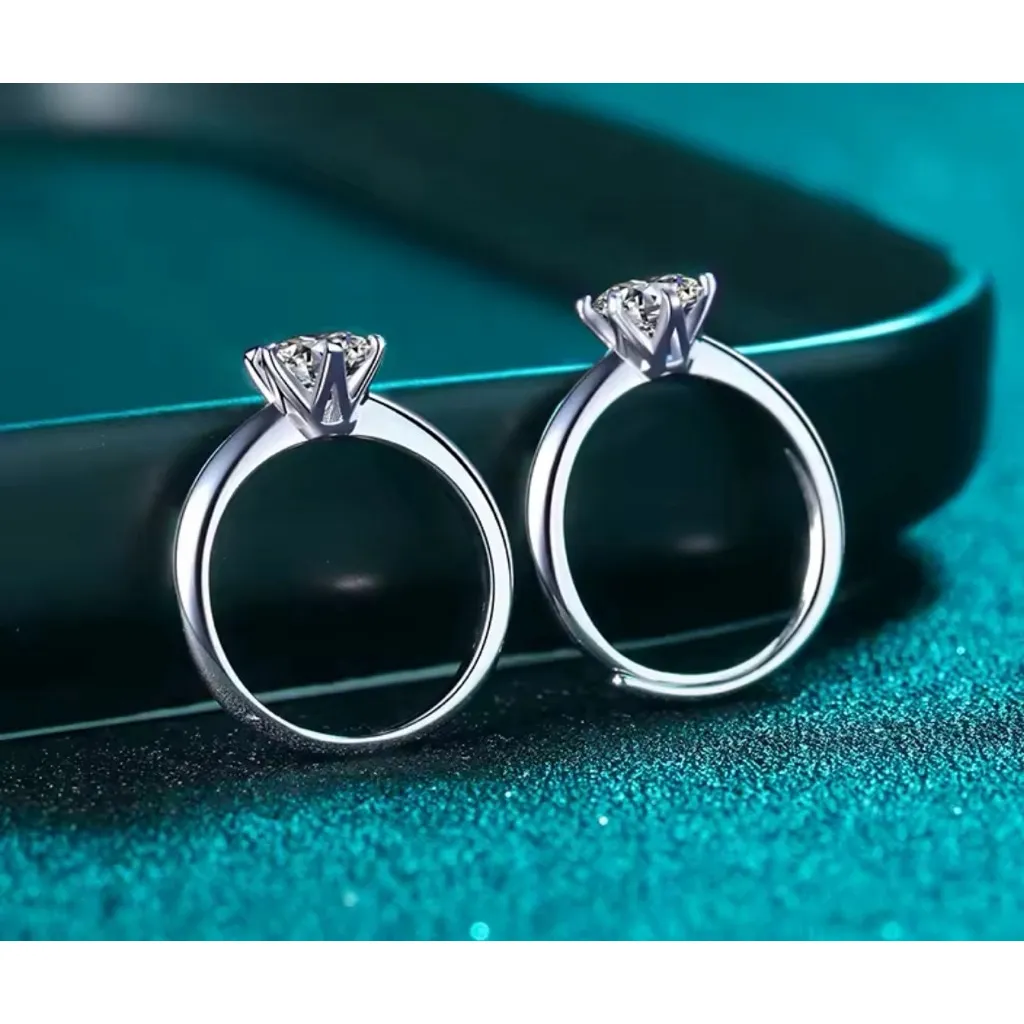 1Ct Solitaire Platinum 925‎ Simulated Diamond Engagement Wedding Ring, Size 8 - Image 6