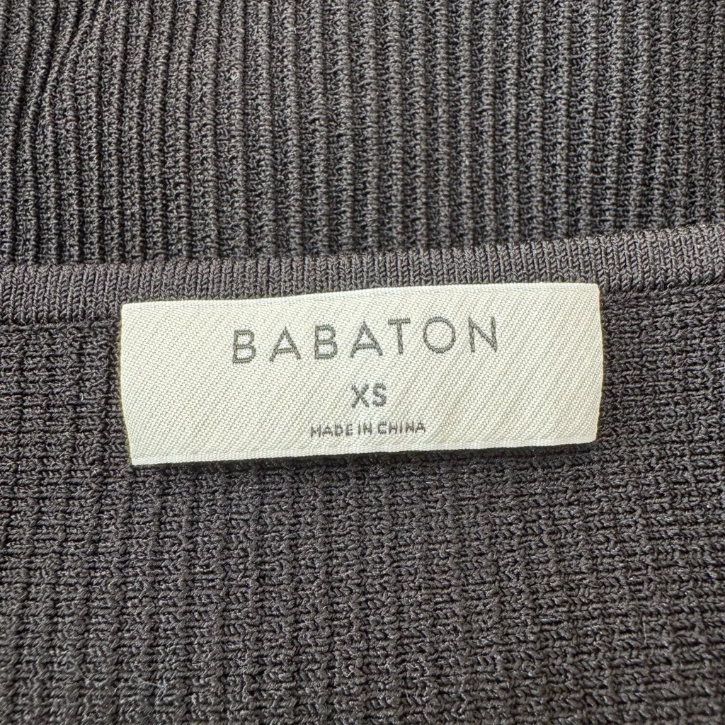 Aritzia Babaton Black Sculpt Knit Square Neck Cropped Long Sleeve Crop Top XS - Image 7