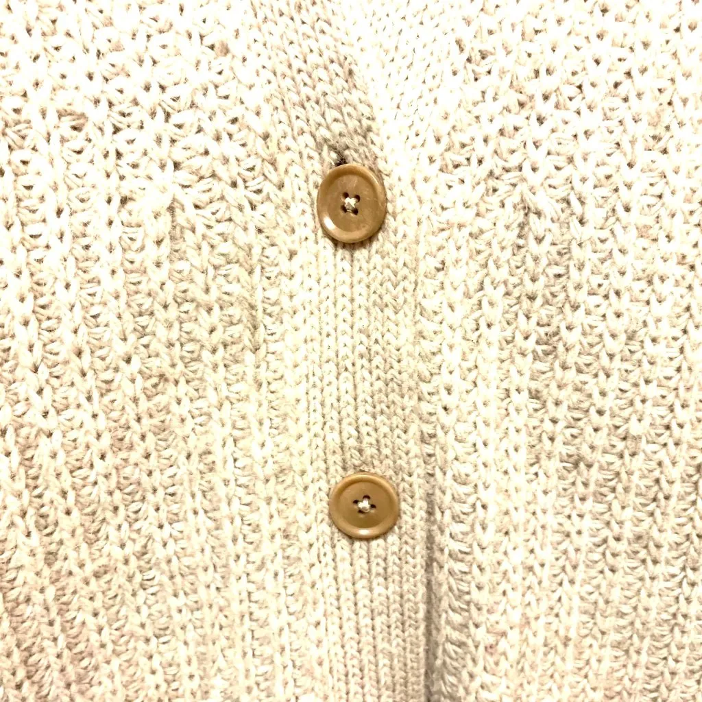 Banana Republic Italian Yarn Oversize Cardigan Sweater Cable Knit Beige Chunky S - Image 4
