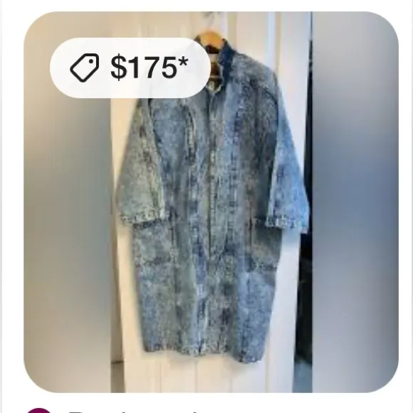 Vintage 80s Blue Acid Wash Denim Duster Coat Denim coat Jean Coat Size M - Image 11