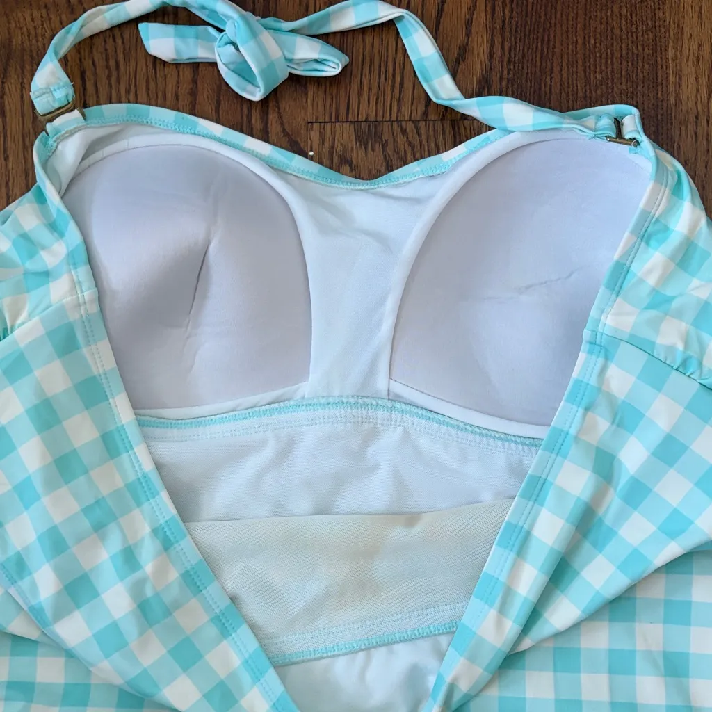 Crown & Ivy Blue and White Gingham One Piece Swimsuit Size 3X NWOT - Image 4