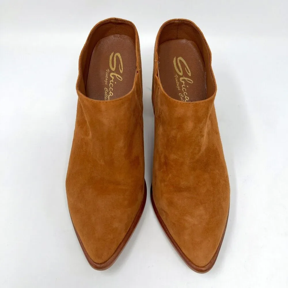 Sbicca Morrow Whiskey Grambling Tan Suede Leather Pointed Toe Mules Shoes Size 6 - Image 4