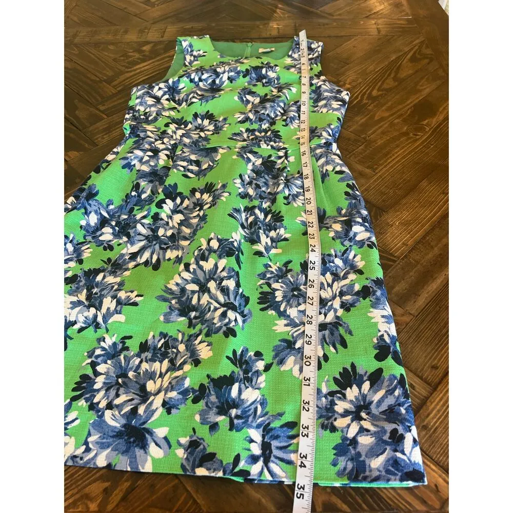 J.CREW WOMEN 4 FLORAL COTTON DRESS SLEEVELESS SUMMER PREPPY WEDDING SPRING TRIP Green - Image 6