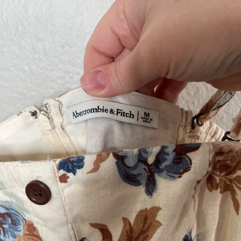 Abercrombie & Fitch Womens Floral Linen Blend Corset Top Medium y2k - Image 8