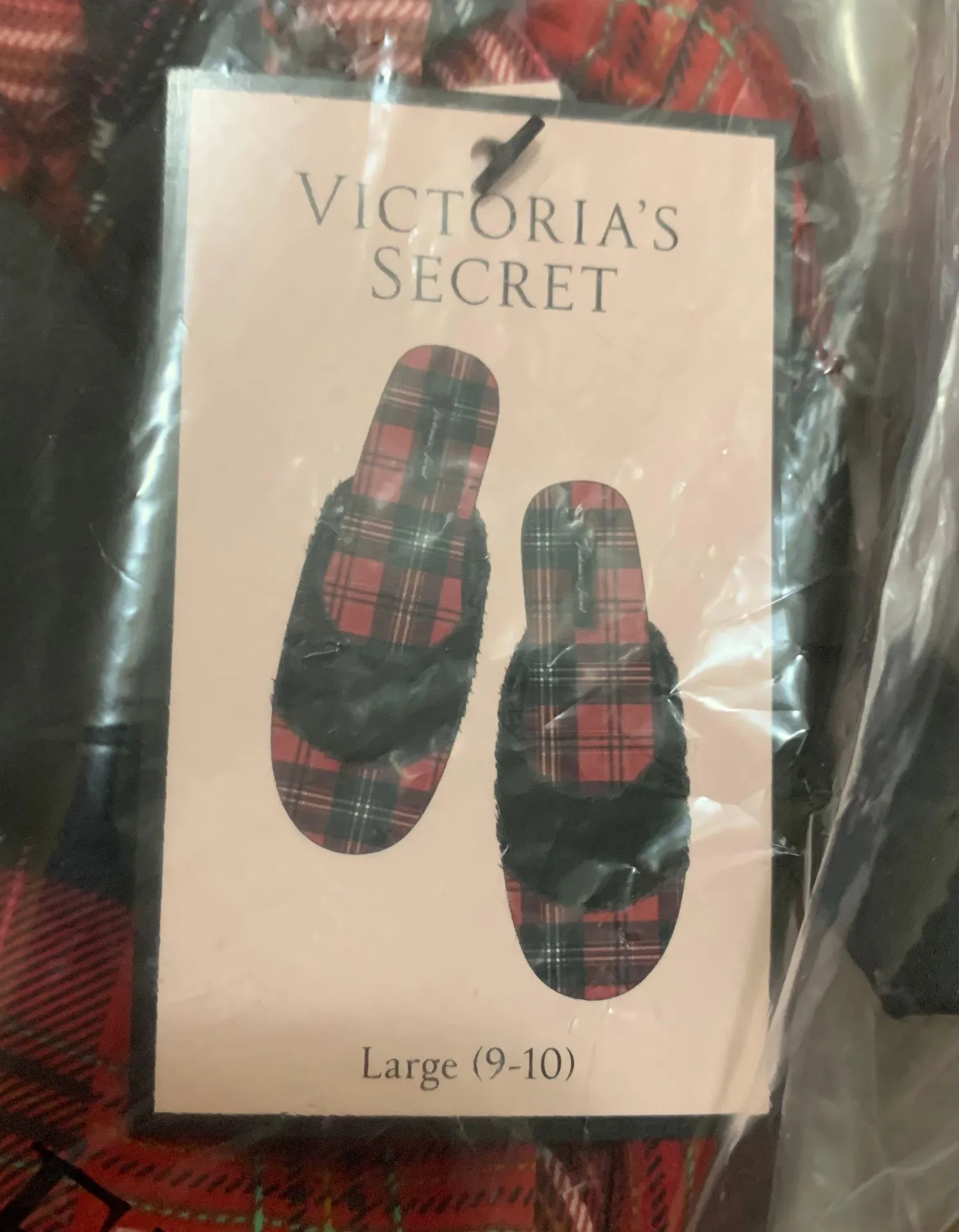 Red & Black Plaid Satin Slippers - Image 10