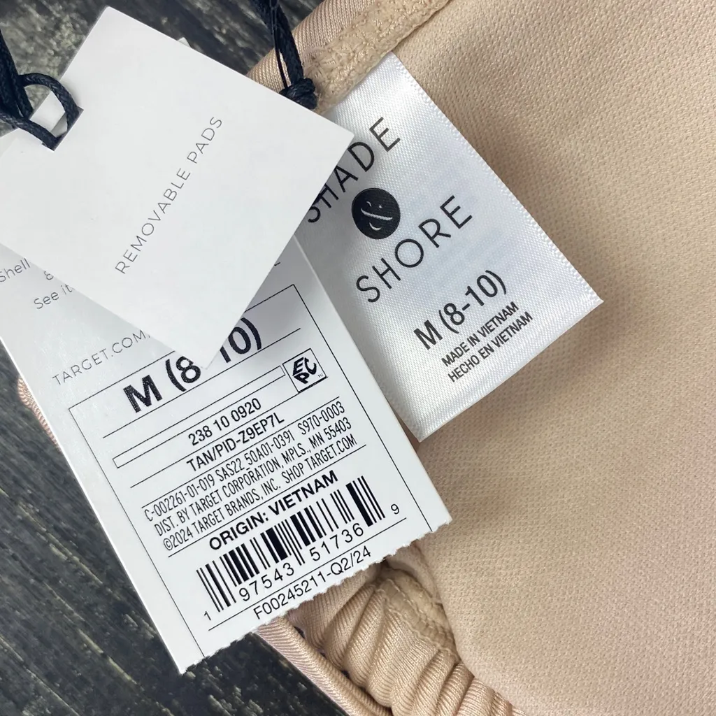 Shade & Shore Tan & Gold Slide Triangle Bikini Swim Bathing Suit Top M NEW - Image 5