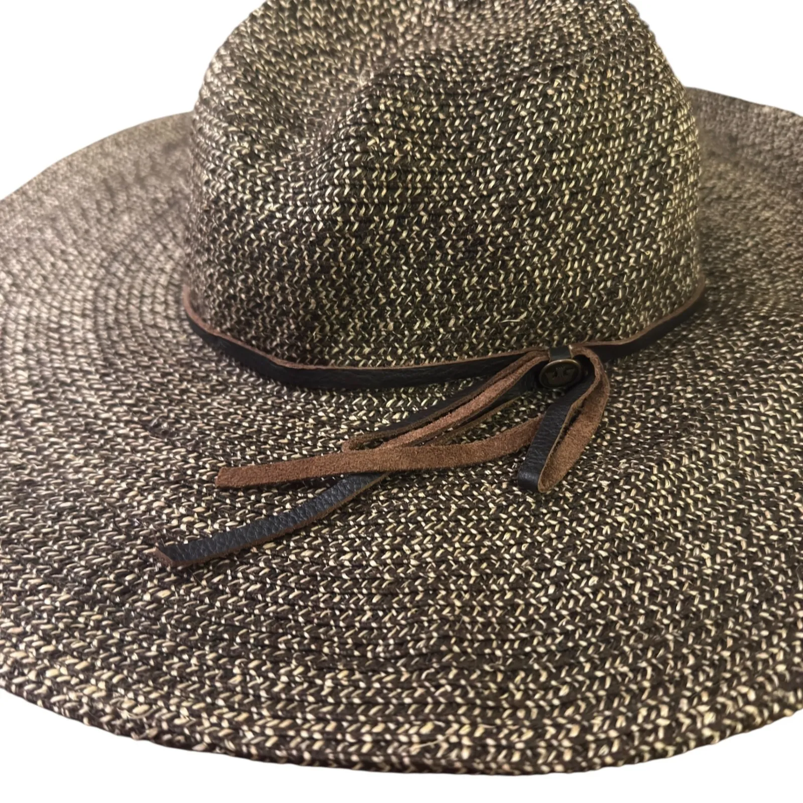 Goorin Bros. Shalone Straw Sun Hat Wide Brim Floppy Leather Accent Summer Beach - Image 2