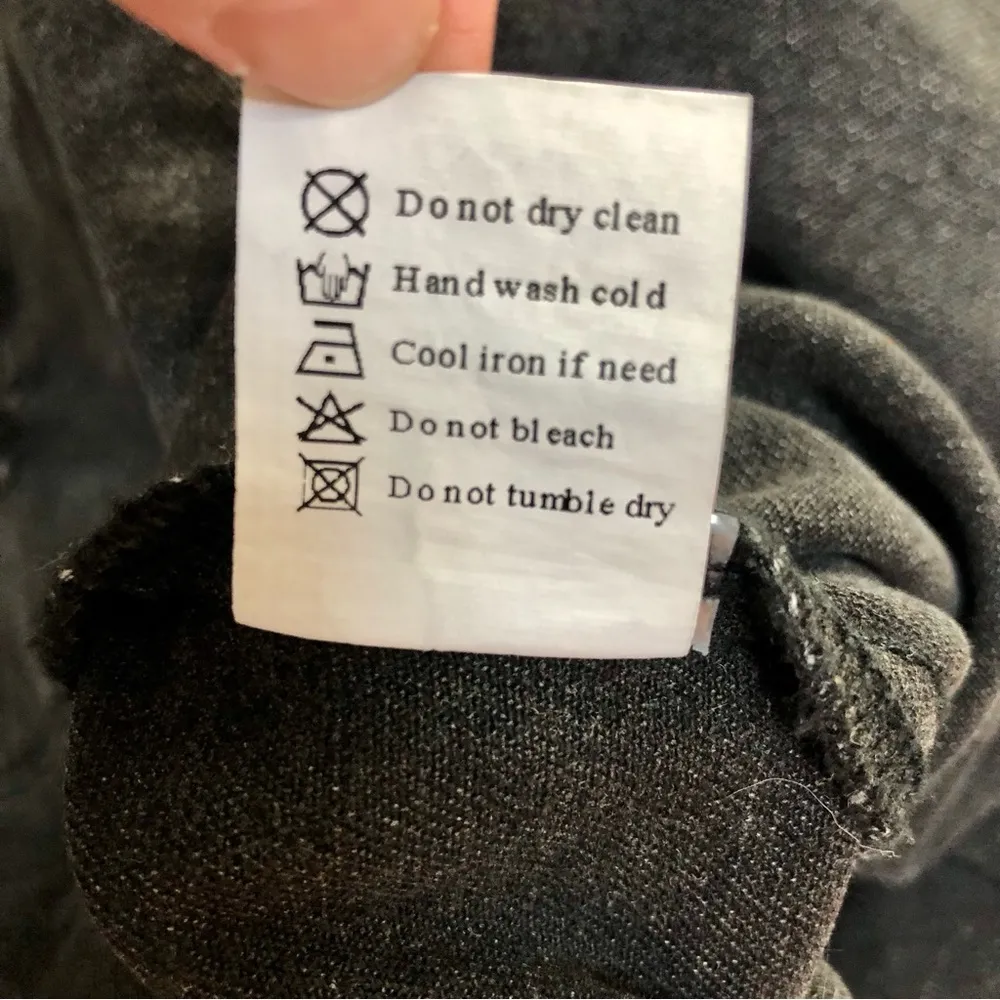 Distressed Denim Faded Black Jean Jacket Denim Button Front Raw Hem Oversized L Size L - Image 13