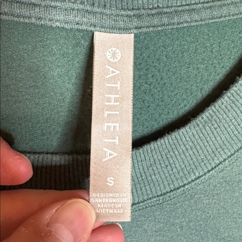 Athleta Coaster Luxe Sweatshirt Teal Green Size Small Oversized - Image 4