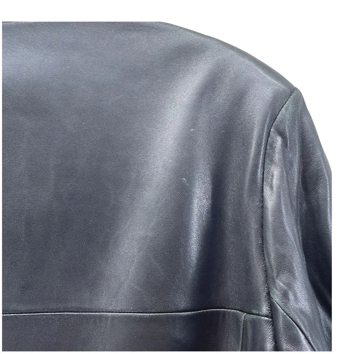 Jones New York Womens Leather Overcoat Size 12 Black‎ Grunge Indie Punk Rock - Image 5