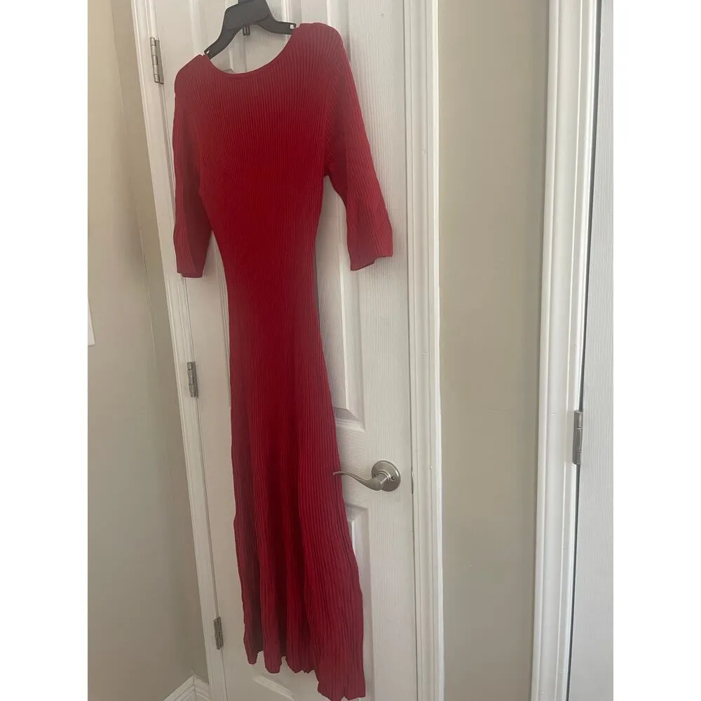 Favorite Daughter Solid Cherry Red Knit BodyCon Dress, A73 Size L - Image 8