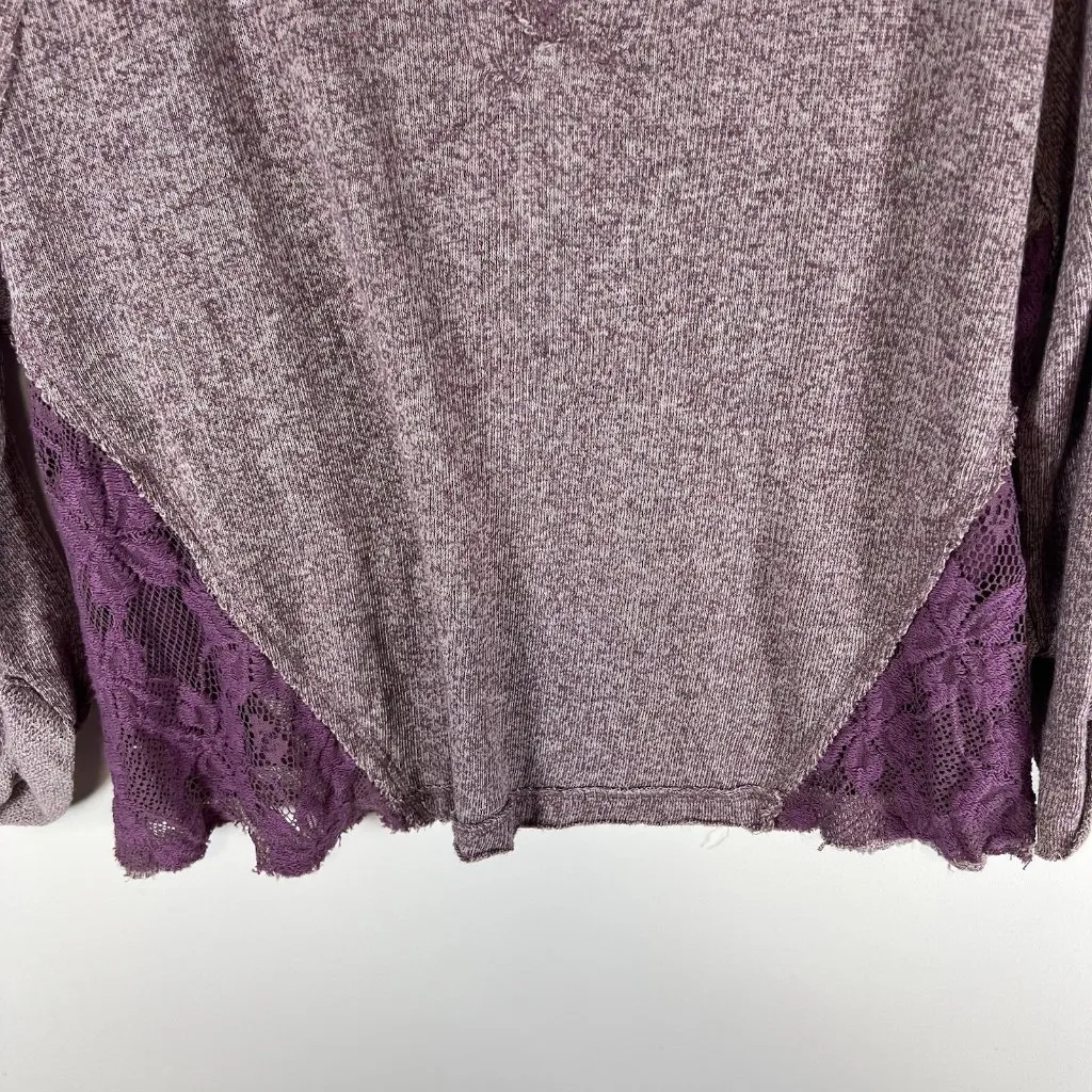 Free People We The Free Purple Sweater Top Lace Sides Womens‎ M - Image 3