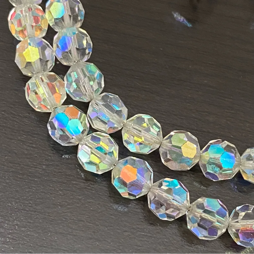 Vintage Unsigned Aurora Borealis Double Strand Statement Necklace & Earrings Set - Image 9