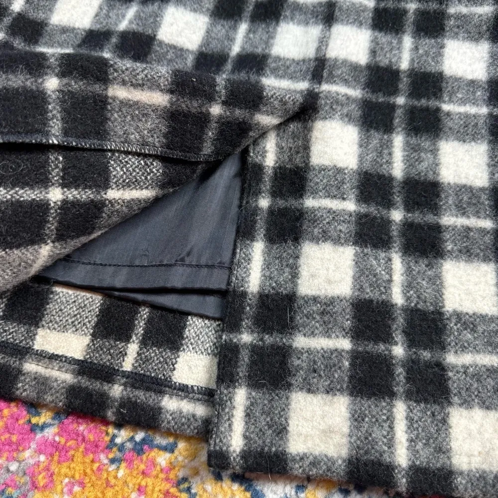 Vintage Black & White Wool Plaid Pencil Skirt Size S - Image 6