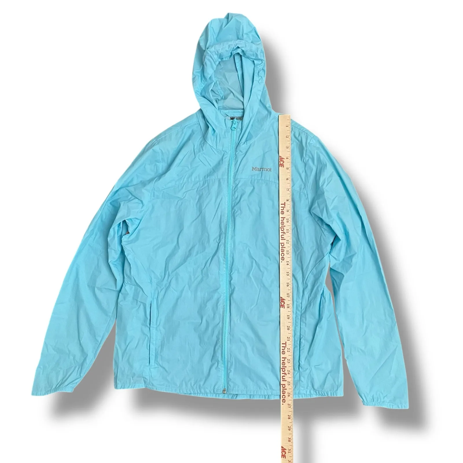 Marmot Women’s XL Lightweight Hooded Windbreaker Jacket Aqua Blue Hiking - Image 4