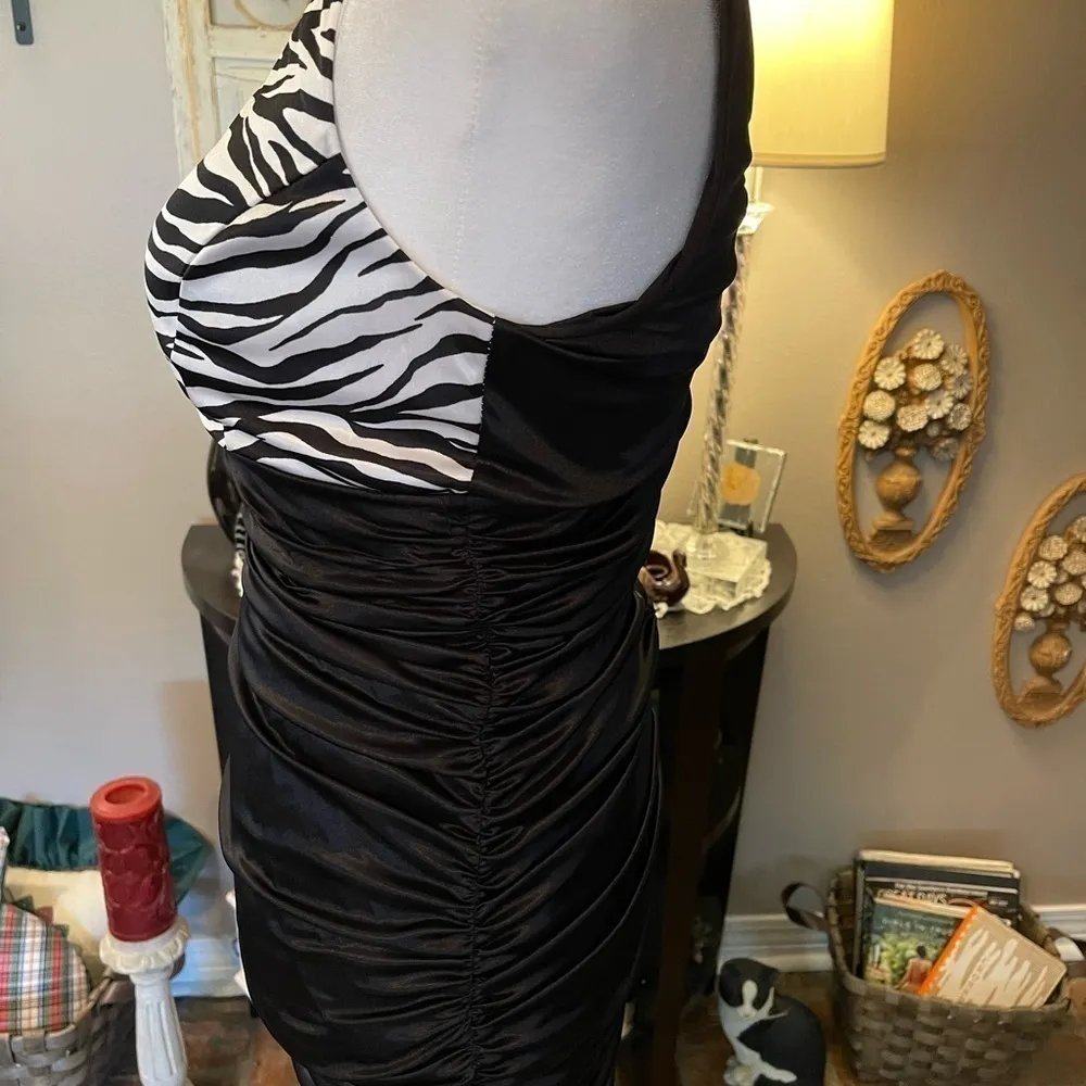Ruby Rox Y2K one shoulder body con dress with black & zebra.​ - Image 3
