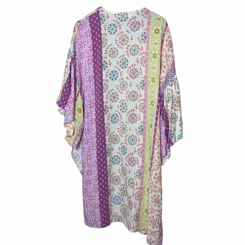Haptics by Holly Harper Boho Mixed Floral Kimono 3X Plus Size Retro Mid Century Purple - Image 3