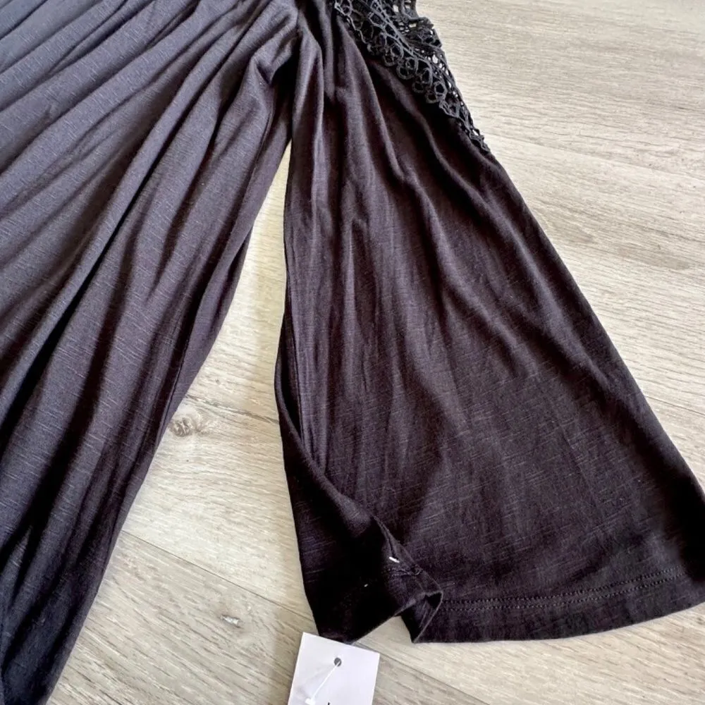 Fever Crocheted Cold Shoulder Bat Sleeve Midi Dress Black M NWT​ Size M - Image 4