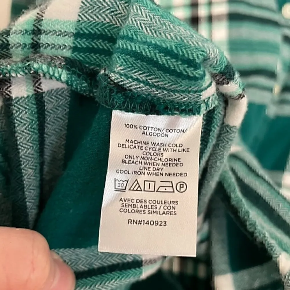 ANN TAYLOR LOFT Plaid Flannel Everyday Shirt Dark Green White Black Button Down - Image 10